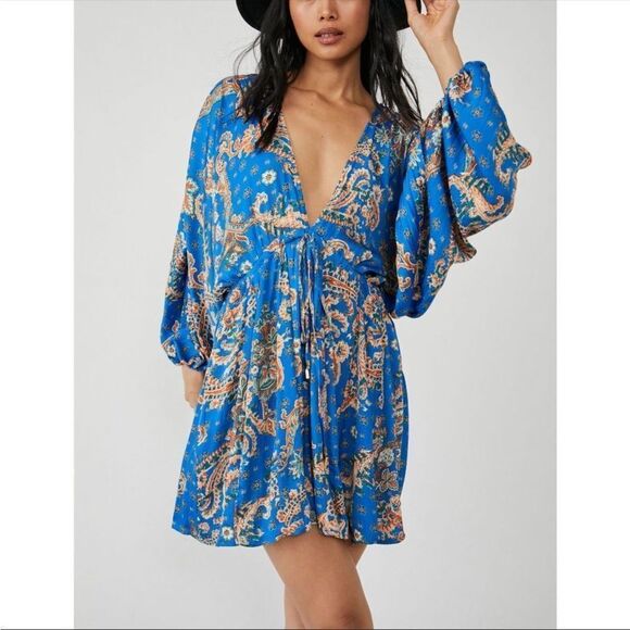 NWT Free People Printed Arzel Mini Dress / Botanical Combo - Picture 2 of 9